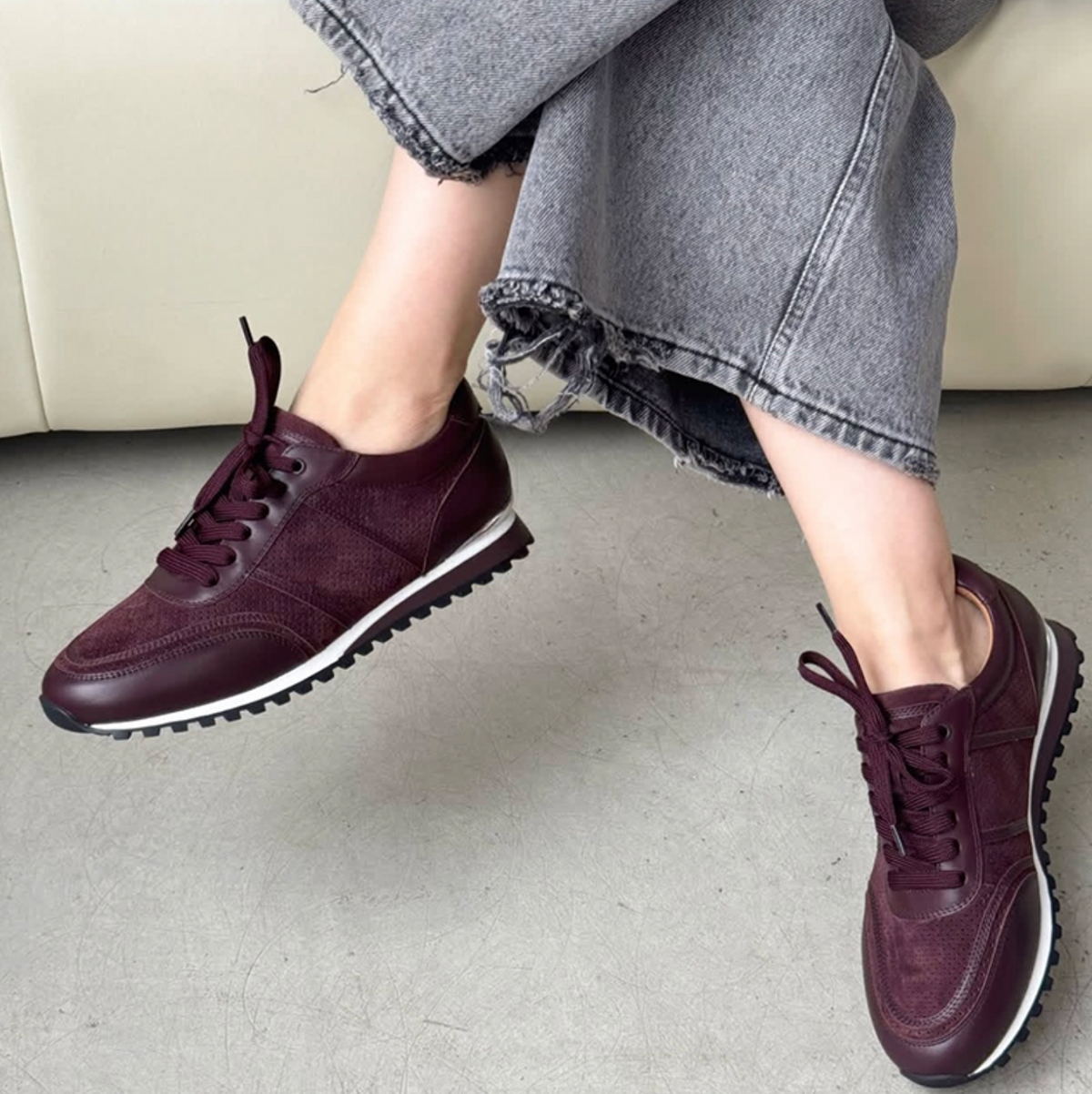 Perforated Detail Serrated Sole Fashion Shoes